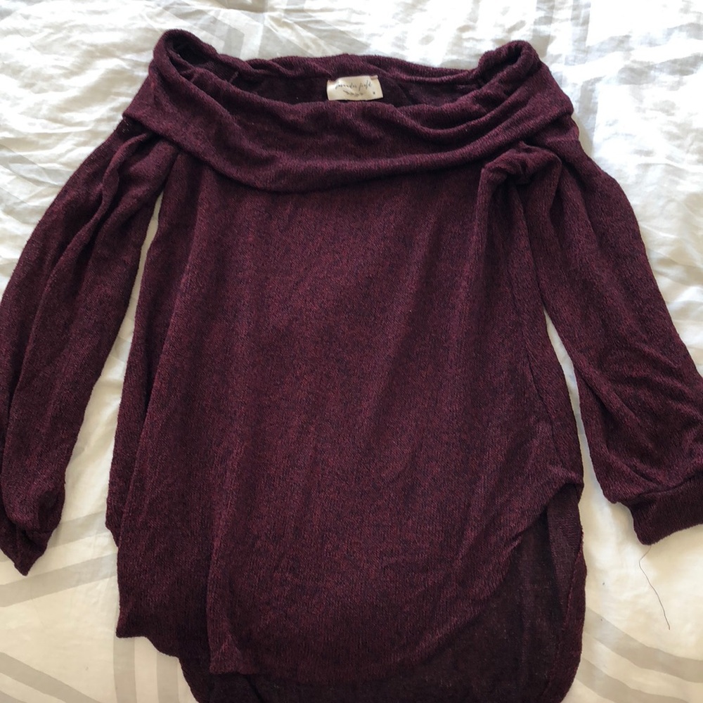 Off the shoulder burgundy sweater